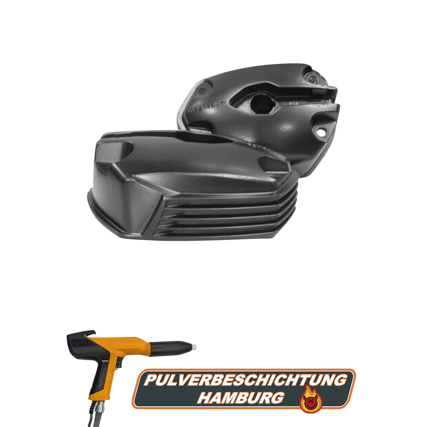 Motorcycle BMW Boxer valve cover powder coating, 2 parts