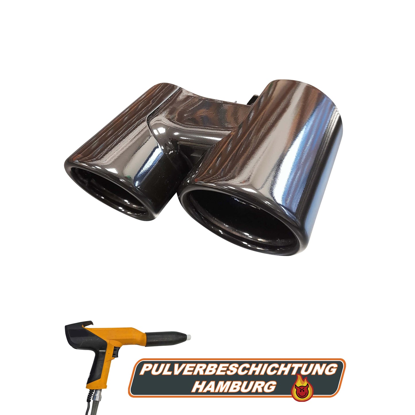 Doppel-Auspuffblende-high-temp-coating-Endrohr-schwarz glanz