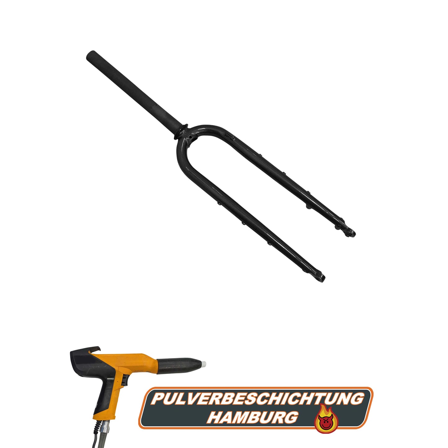 Bicycle fork powder coating
