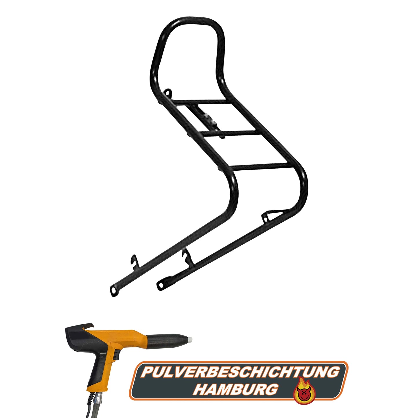 Bicycle luggage rack powder coating