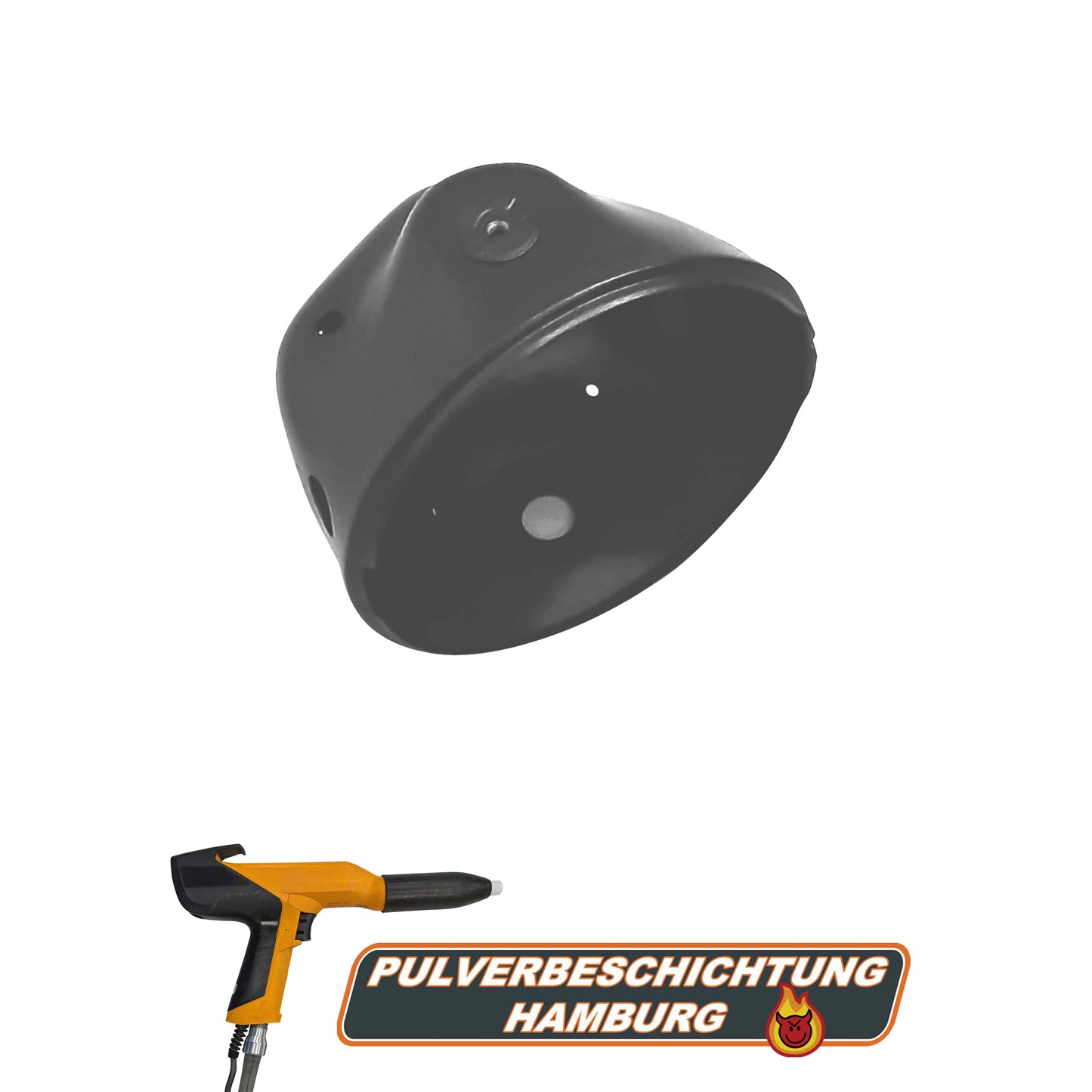 Motorcycle lamp pot powder coating