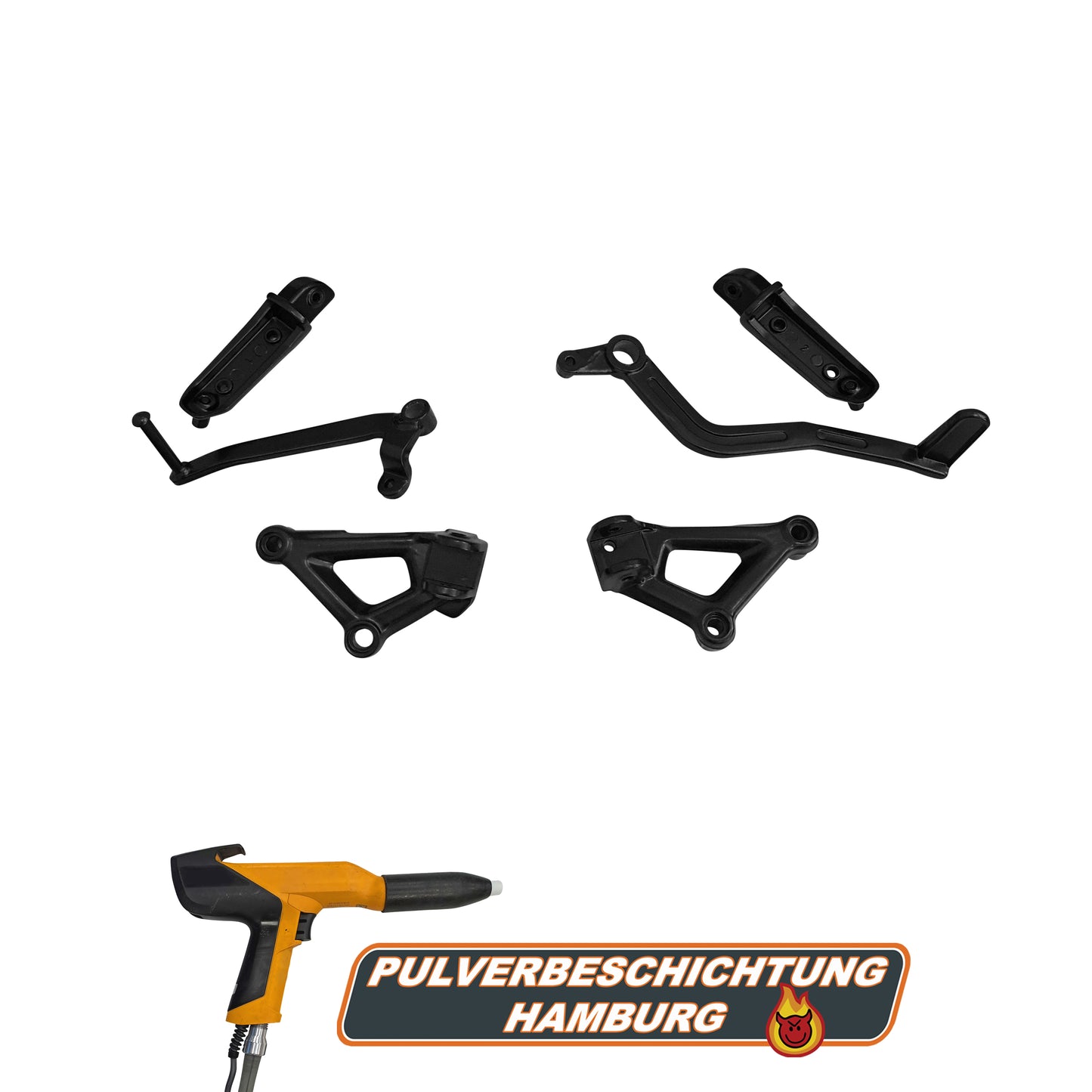 Motorcycle peg bracket at the front powder coating