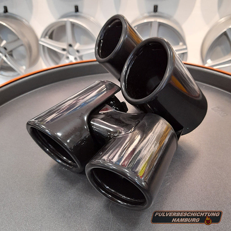 Auto Doppel-Auspuff Hi-Temp Coating (Endrohr / Endkappe / Blende), schwarz glänzend