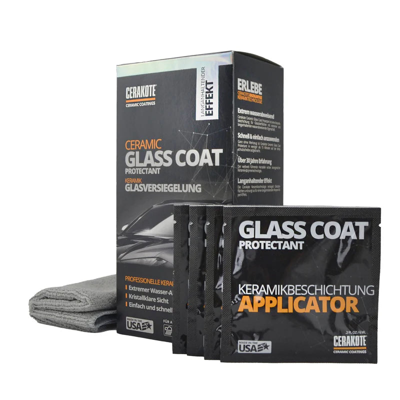 Cerakote Ceramic Glass Coat – Komplett-Set zur keramischen Versiegelung von Fahrzeugscheiben, bietet langanhaltenden Schutz vor Staub und Schmutz, extremen Wasser-Abperl-Effekt und bessere Sicht bei Regen und schlechtem Wetter.