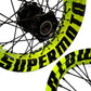 Complete set of rims, neon yellow, SUPERMOTO lettering (including rims), black lettering